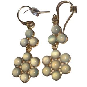 Chalcedony EARRINGS; Seagreen-color 14K yel-gold over sterling silver 2.70 CTW